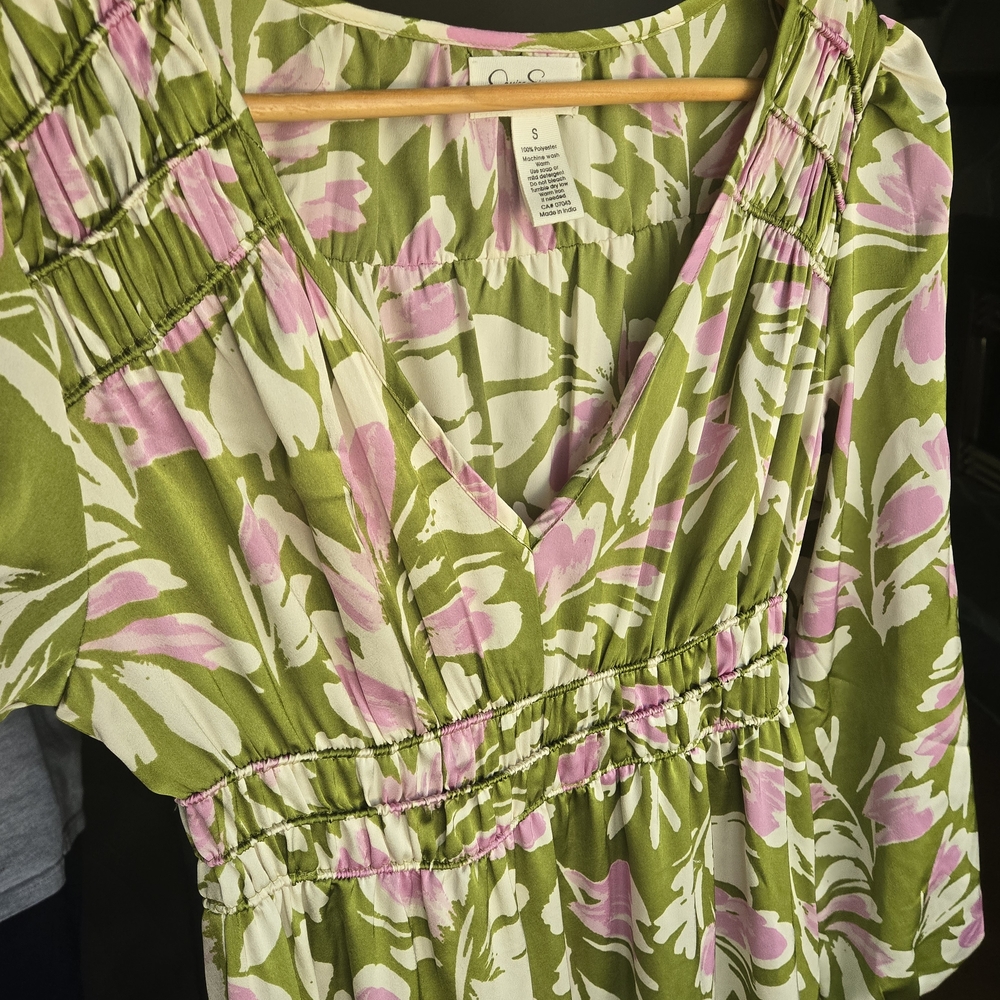 Green and Pink Floral Dress